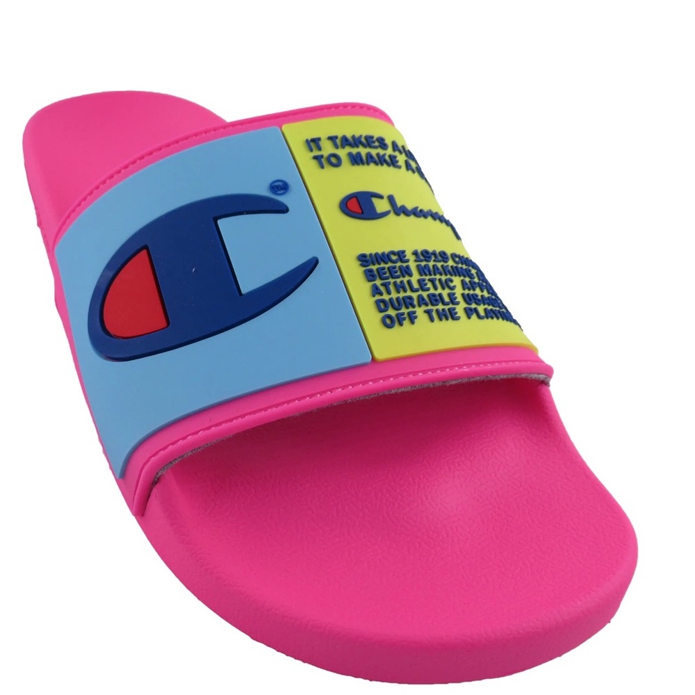 Nwot Champion Super Slide Split Script Neon Pink,… - image 5